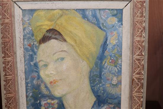 Cynthia McCracken, oil on canvas, The Head, signed, Scottish Society of Women Artists label verso, 40 x 30cm